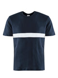 Herren-T-Shirt dunkelblau mit hellem Reflexstreifen über der Brust