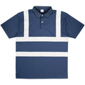 Polohemd Saturn / ISM 6625 marineblau mit weißen Querstreifen und Knopfleiste