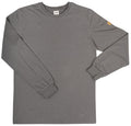 ESD-Langarm-T-Shirt grau mit Rundhalsausschnitt, geripptem Saum und gelbem Logo
