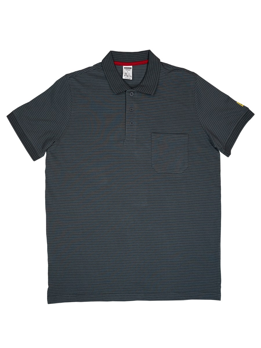 Herren-ESD-Poloshirt Anthrazit mit feinem Streifenmuster und Brusttasche