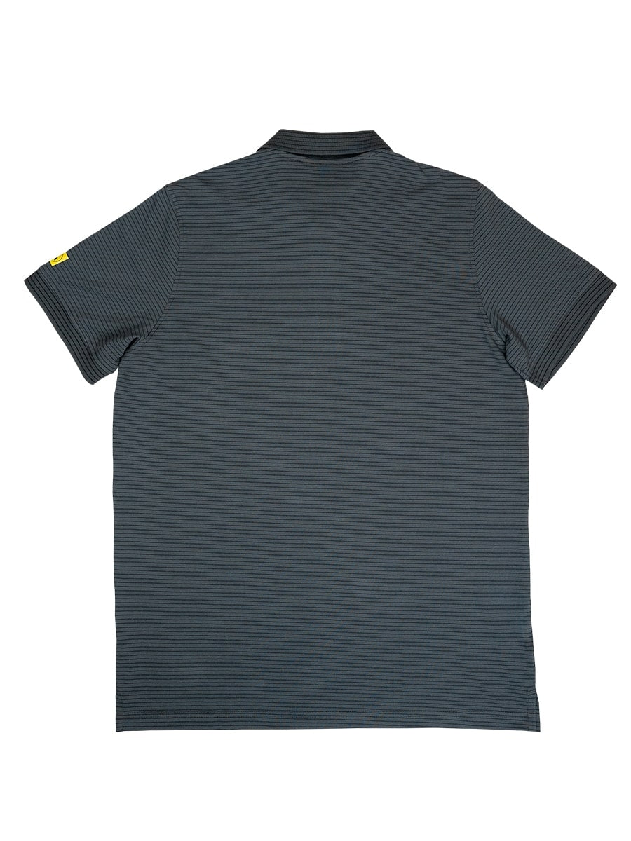 Herren-ESD-Poloshirt Anthrazit mit feinem Streifenmuster, Kurzarm, Rückenansicht