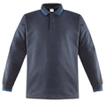 Marineblaues Polokragen-Sweatshirt mit Kontraststreifen an Kragen und Ärmelbündchen