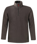 Anthrazitfarbener Fleece-Pullover mit Stehkragen und halbem Reißverschluss, langarm