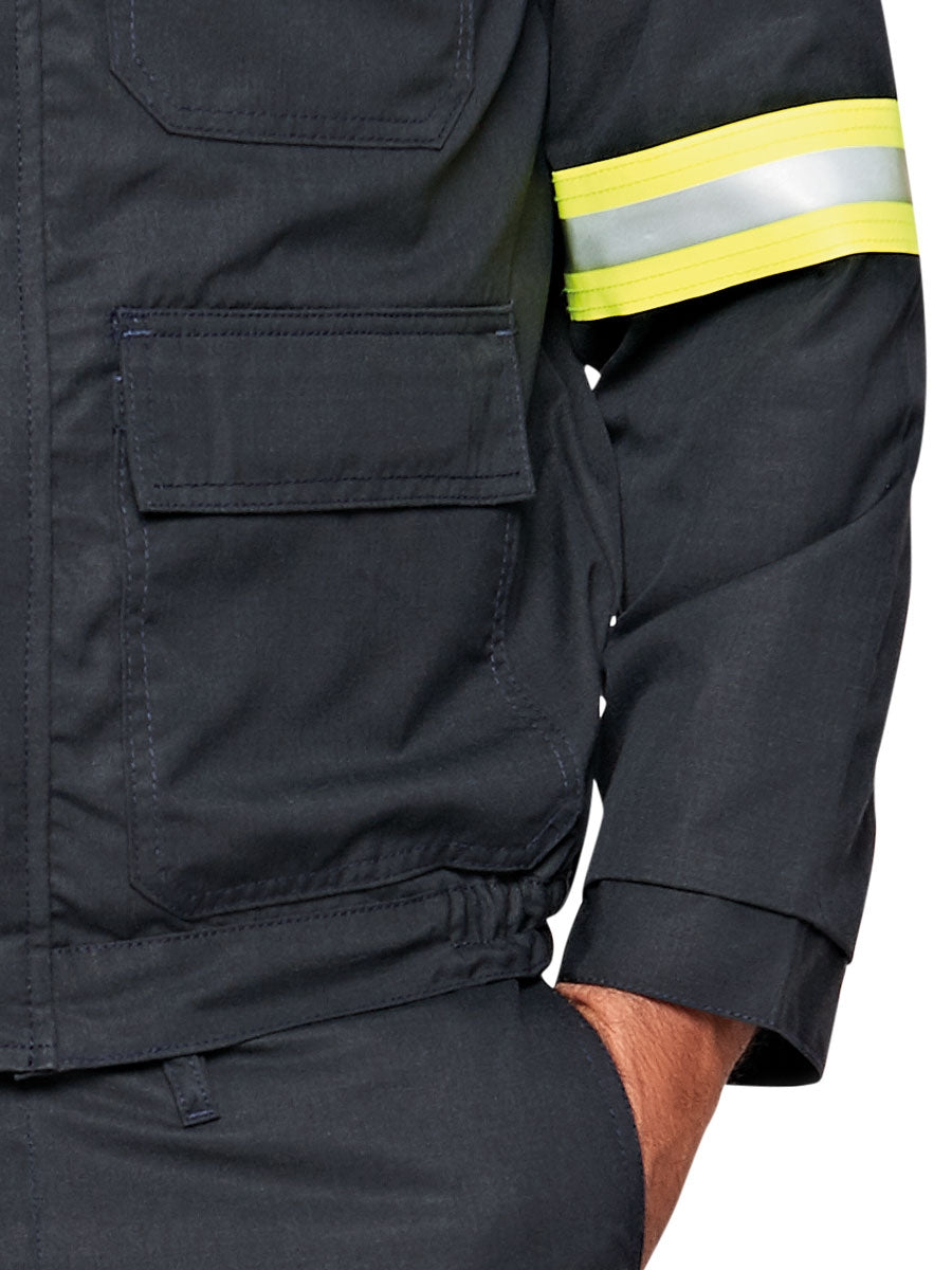 Flammfeste Arc Jacke Ismontpro mit Ärmelstreifen und seitlicher Tasche, dunkelblau