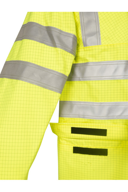Regenjacke: neon gelber Ärmel mit breiten reflektierenden Streifen