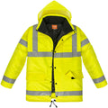 Warnschutz-Parka NORTHER mit Kapuze, gelb, reflektierenden Streifen und Fronttaschen