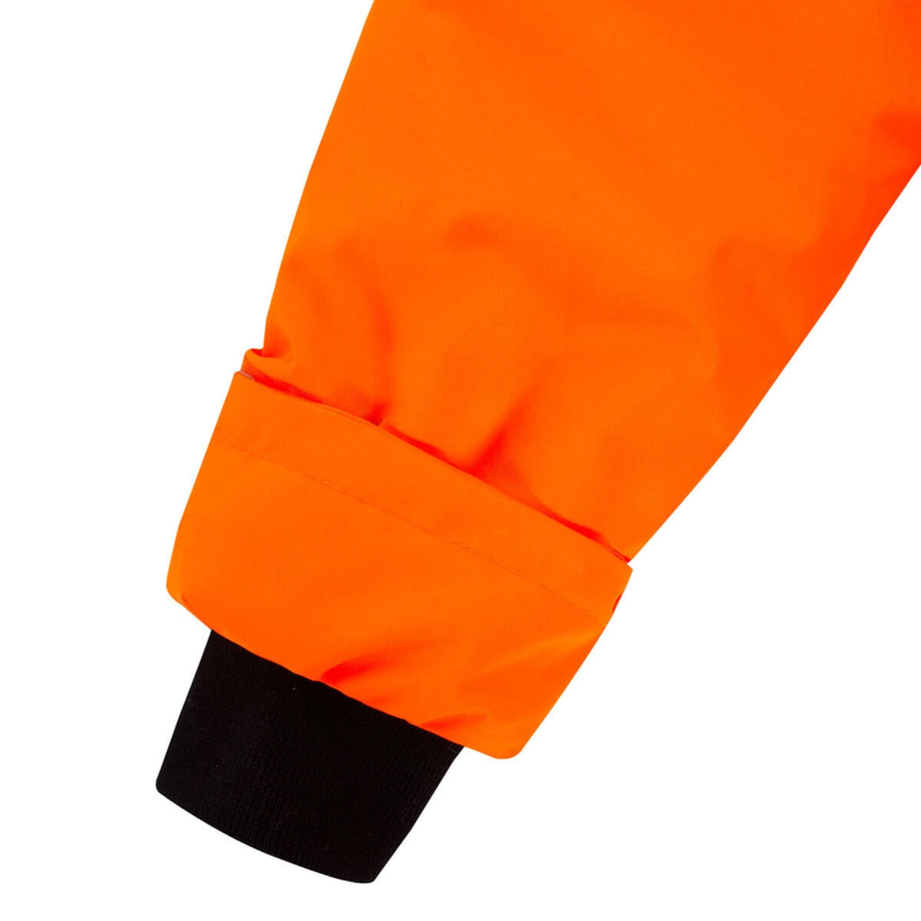 Warnschutz-Parka Ärmelabschluss: orange mit dunkel-braunem Strickbündchen
