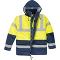 Warnschutz-Parka NORTHER / KB102-02 mit Kapuze, gelb-dunkelblau und Reflexstreifen