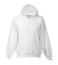 Weiße Kapuzen-Sweatjacke mit durchgehendem Reißverschluss und Kängurutasche