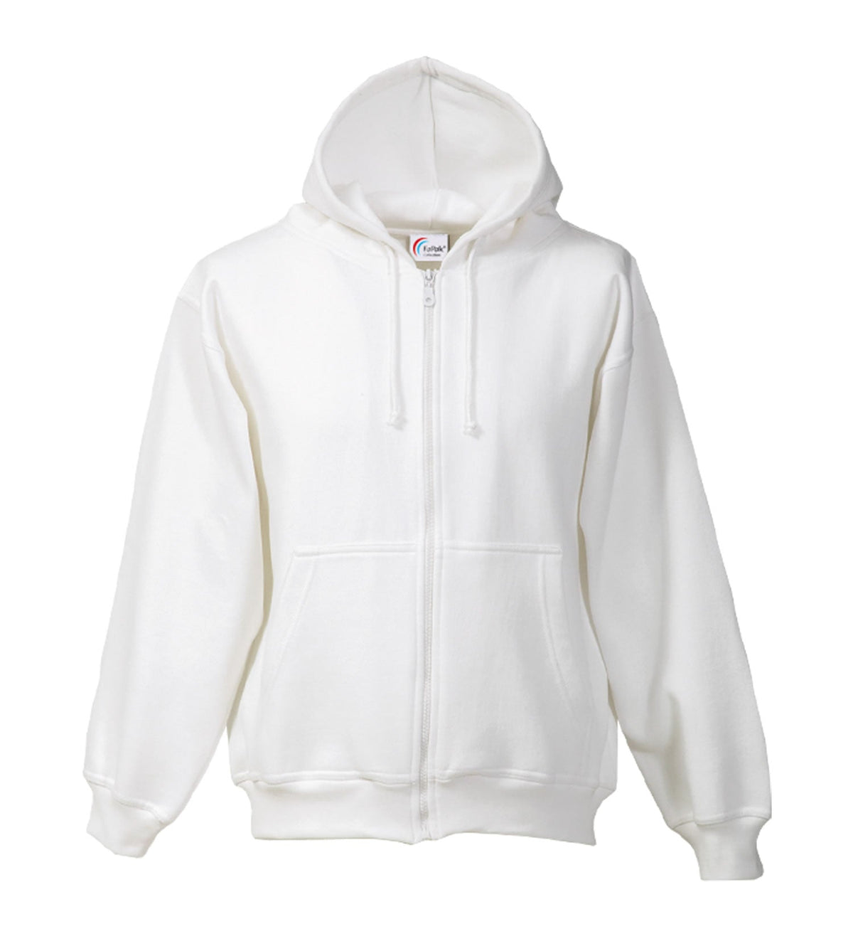 Weiße Kapuzen-Sweatjacke mit durchgehendem Reißverschluss und Kängurutasche