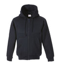 Dunkle Kapuzen-Sweatjacke mit durchgehendem Reißverschluss und Kängurutaschen