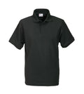Dunkles Poloshirt mit Knopfleiste, kurzer Ärmel und Kragen, schlicht
