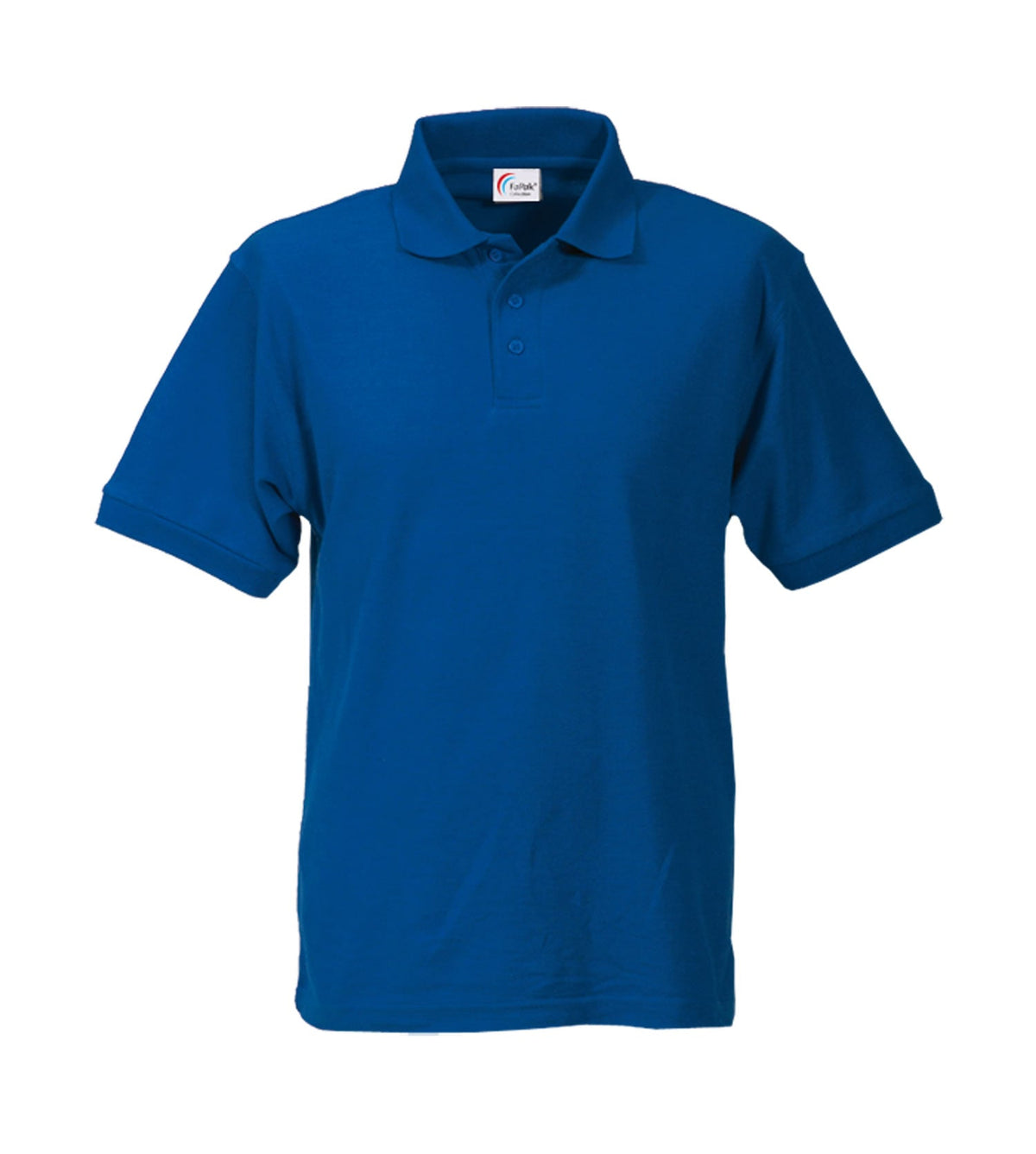Kobaltblaues Poloshirt mit kurzem Arm, Knopfleiste und Stehkragen