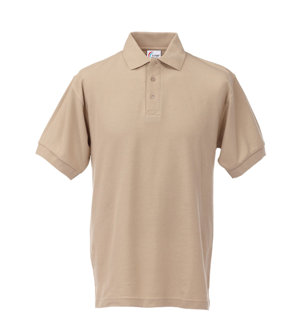 Beiges Poloshirt mit kurzem Arm, Knopfleiste und Kragen