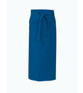 Blauer Vorbinder mit Bindeband in der Taille