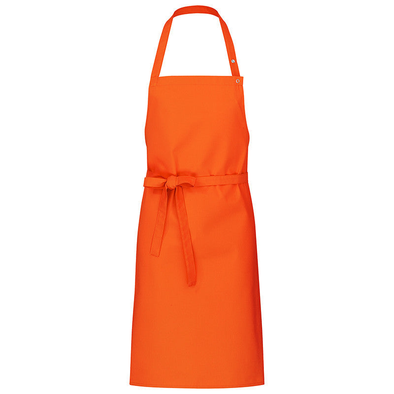 Orangene Latzschürze mit Druckknöpfen, verstellbaren Trägern und Bindegürtel, 90x80 cm