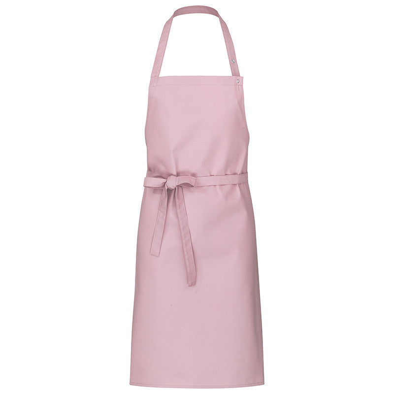 Rosa Latzschürze mit Bindegürtel und Schlaufen-Trägern
