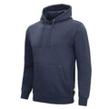 Dunkelblauer Hoodie mit Kapuze, Kängurutasche und Kordeln, lange Ärmel