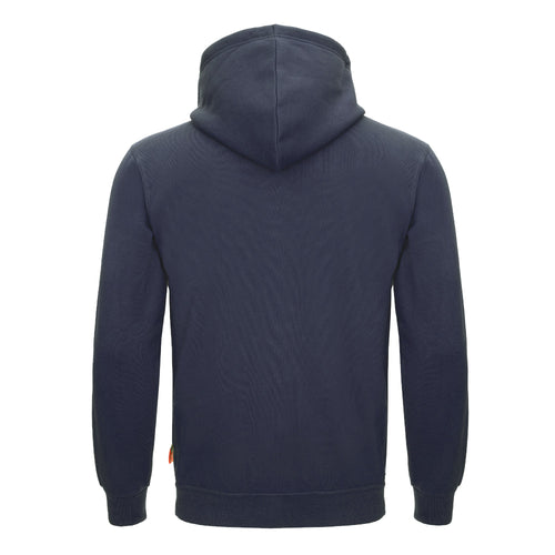Dunkelblauer Hoodie mit Kapuze, Rückansicht, lange Ärmel