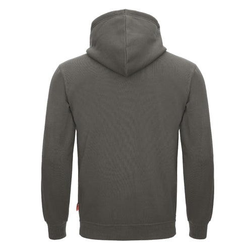 Herren-Sweatshirt mit Kapuze, dunkelgrau, Rückansicht mit Kängurutasche