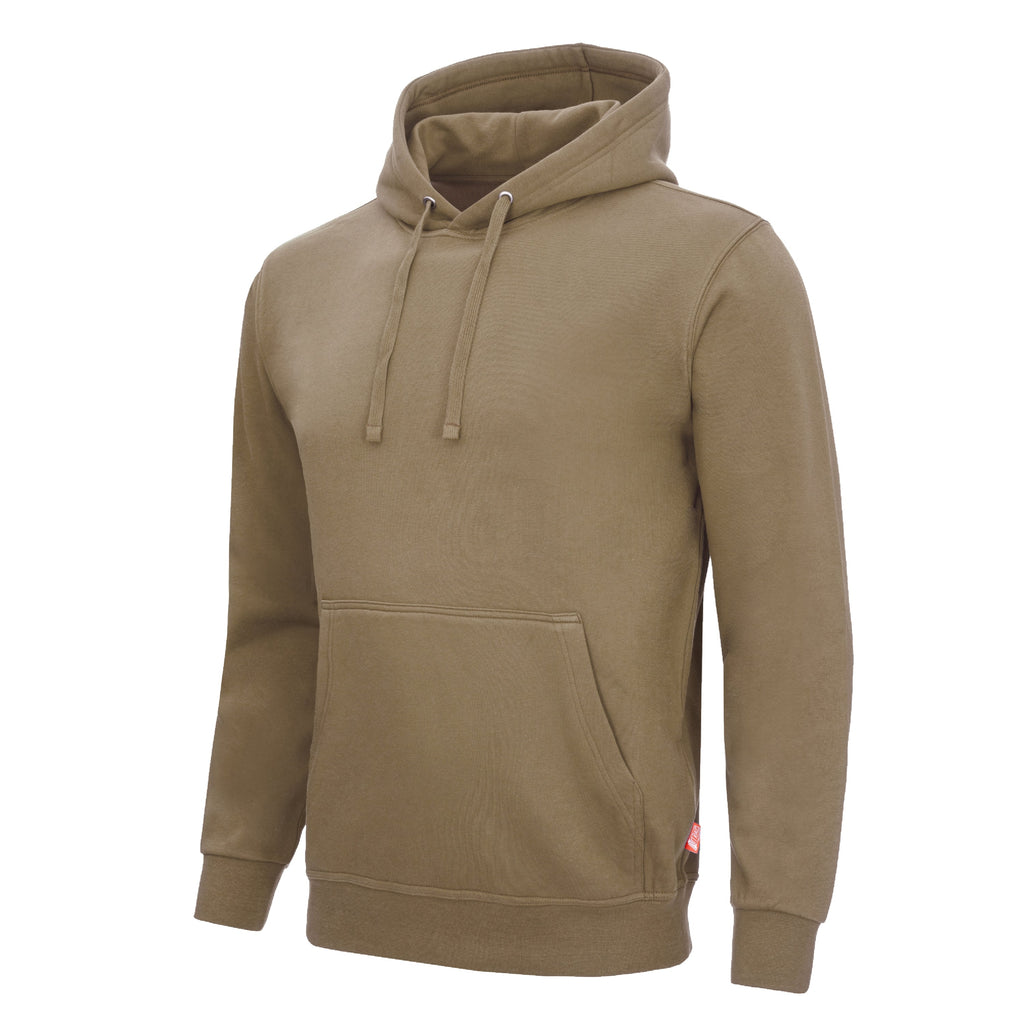 Olivfarbener Kapuzenpullover mit Kordelzug und Kängurutasche, Ärmelbündchen