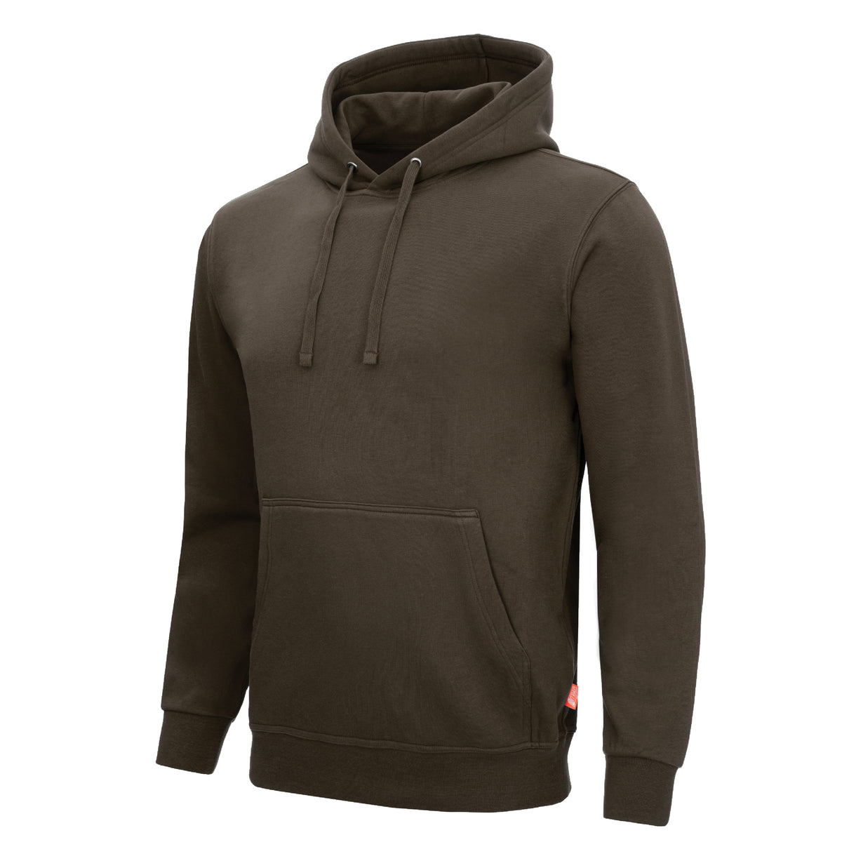 Kapuzenpullover mit Kängurutasche, dunkles Oliv, Kordelzug und gerippten Bündchen