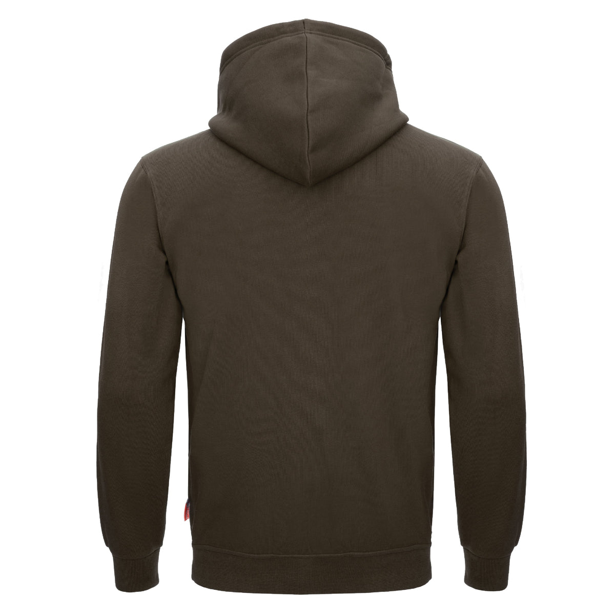 Rückansicht: Kapuzenpullover mit Kapuze und Kängurutasche, dunkles Oliv