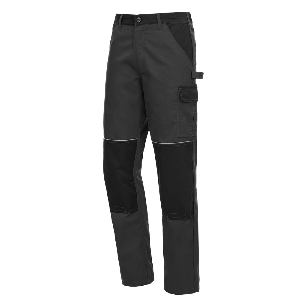 Dunkle lange Arbeitshose mit Eingrifftasche und Cargotasche am Oberschenkel