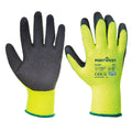 Thermo-Grip Handschuhe: gelb fluoreszierend, schwarze Handfläche/Spitzen, paarweise