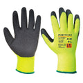Portwest Thermo Grip Handschuh A140: gelb-schwarz, gestrickt, beschichtete Handfläche, Bündchen.