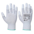 Antistatischer Handschuh mit PU-Fingerspitzen, weiß mit grüner Bündchenkante, Portwest A198