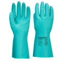 Latex-Stulpenhandschuhe aus türkisfarbenem Material, lang mit PORTWEST-Logo
