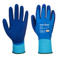 Blaue Arbeitshandschuhe (Paar) mit beschichteter Handfläche und hellblauem Bündchen