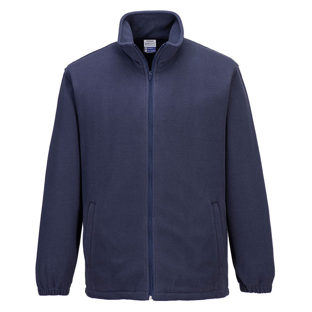 Dunkelblaue Fleecejacke mit durchgehendem Reißverschluss und Stehkragen