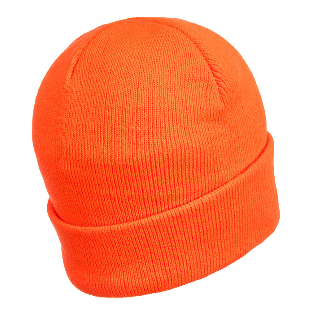 Orange Strickmütze mit Umschlag und Rundstrickmuster