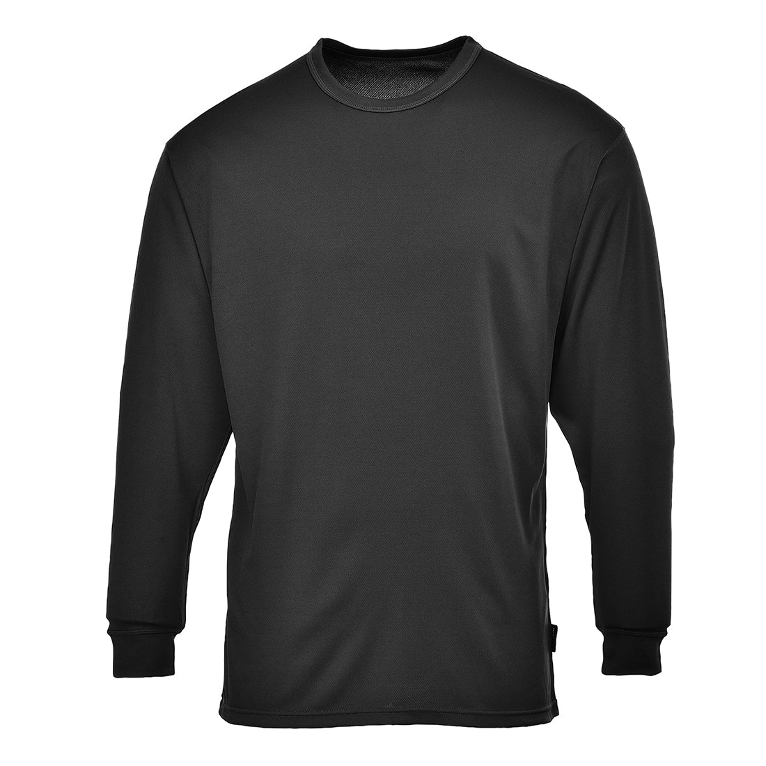 Thermounterhemd mit Rundhalsausschnitt, langarm, schwarzes Funktionsshirt