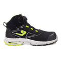 Schwarzer Sicherheitsstiefel mit Schnürung, Neon-Grün Akzenten und Profilsohle