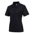Damen-Poloshirt in Schwarz mit kurzem Arm, Knopfleiste und Kragen