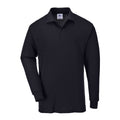 Langarm-Poloshirt mit Kragen und Knopfleiste, einfarbig dunkelblau