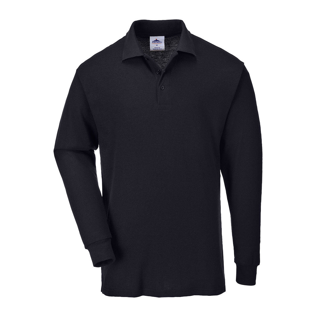 Langarm-Poloshirt mit Kragen und Knopfleiste, einfarbig dunkelblau