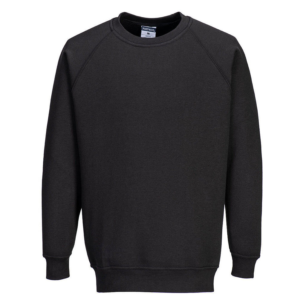 Schwarzer Sweatshirt mit Rundhalsausschnitt und Raglanärmeln