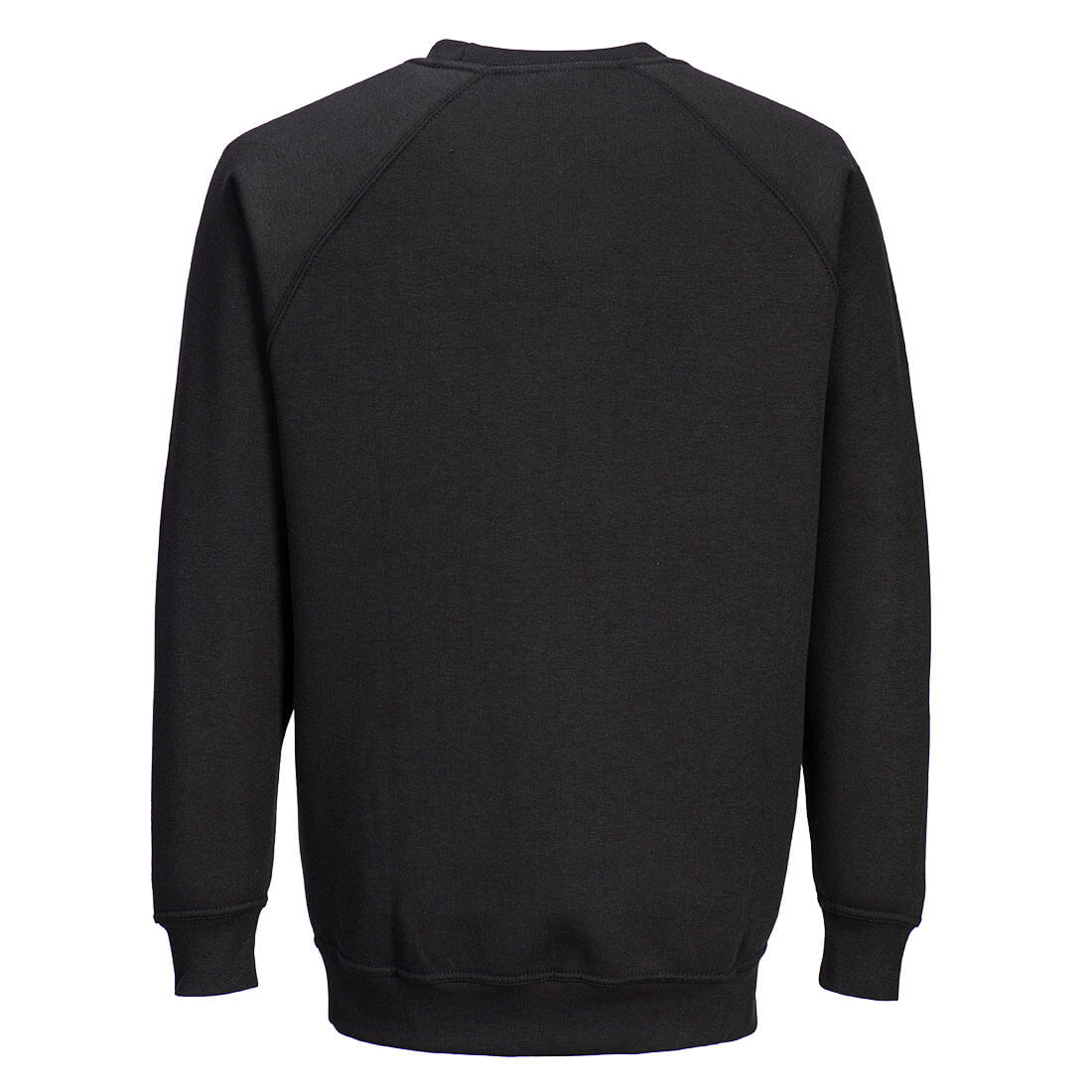 Schwarzer Sweatshirt, Rückansicht mit Rundhalsausschnitt