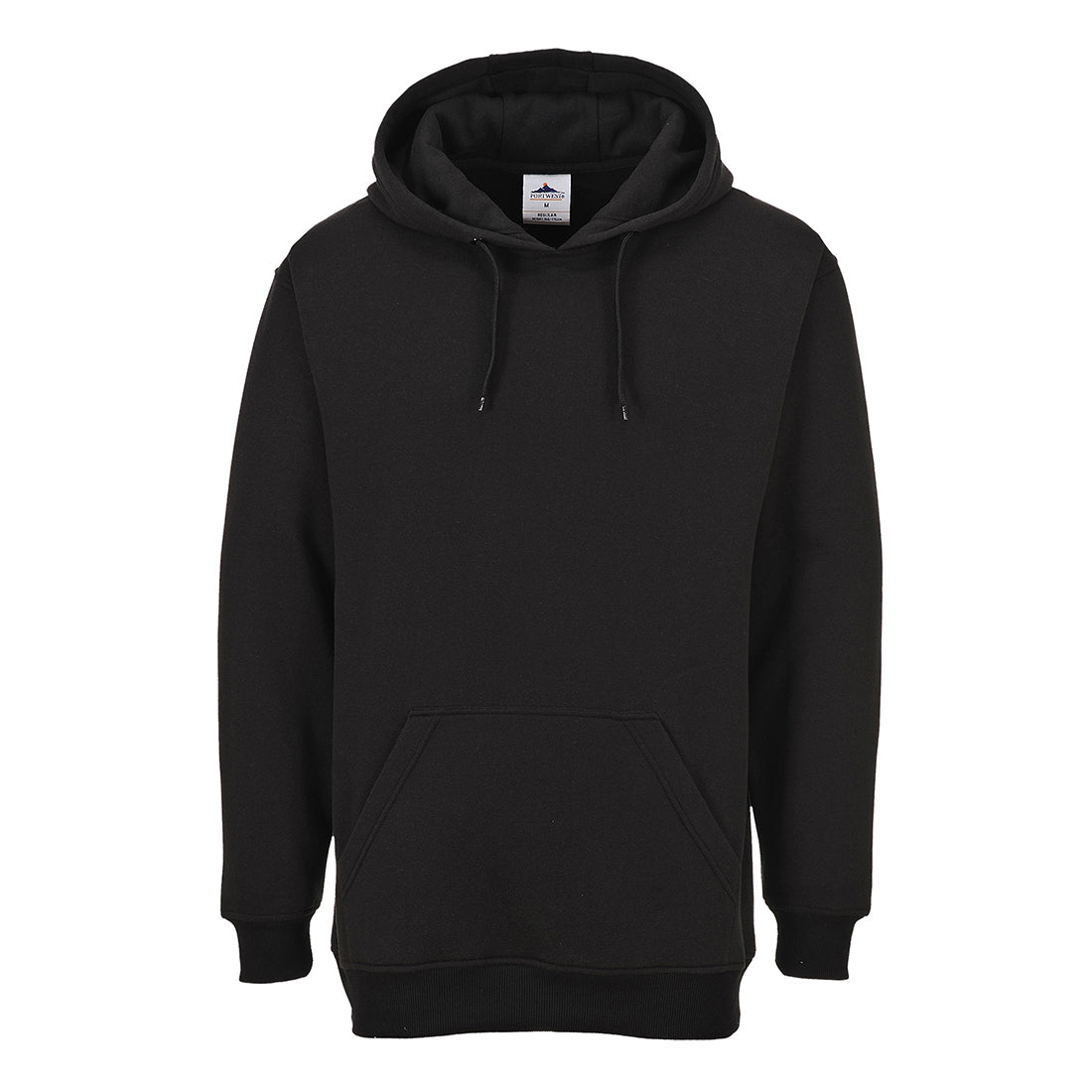 Schwarzes Kapuzen-Sweatshirt mit Kängurutasche und Tunnelzug
