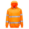 Warnschutz-Kapuzen-Sweatshirt orange mit reflektierenden Streifen und Kängurutasche