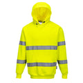 Warnschutz-Kapuzen-Sweatshirt in Gelb mit reflektierenden Streifen und Kängurutasche
