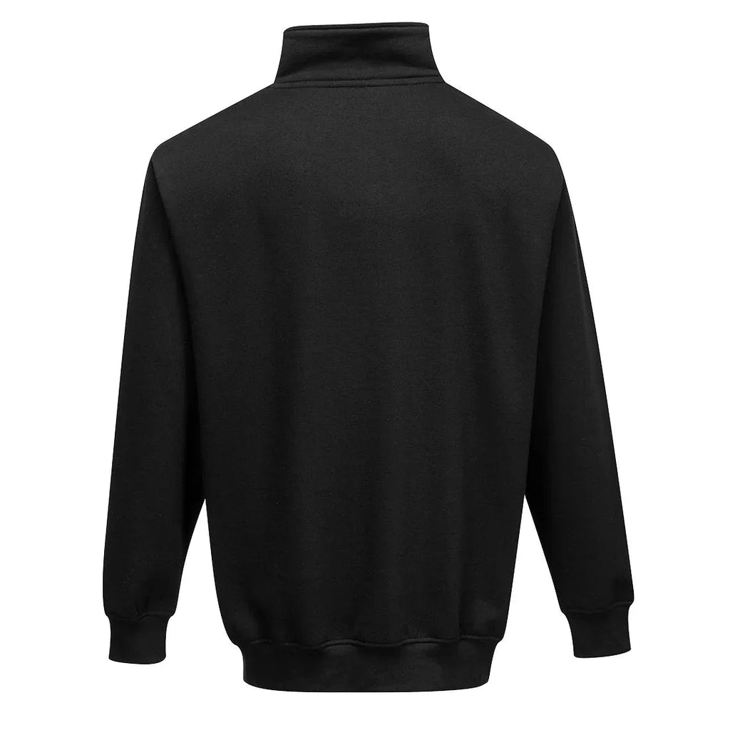 Schwarzes Sweatshirt mit Reißverschluss, Rückansicht, lange Ärmel