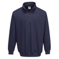 Sweatshirt mit Reißverschluss, dunkelblau, Stehkragen und halber Frontzip