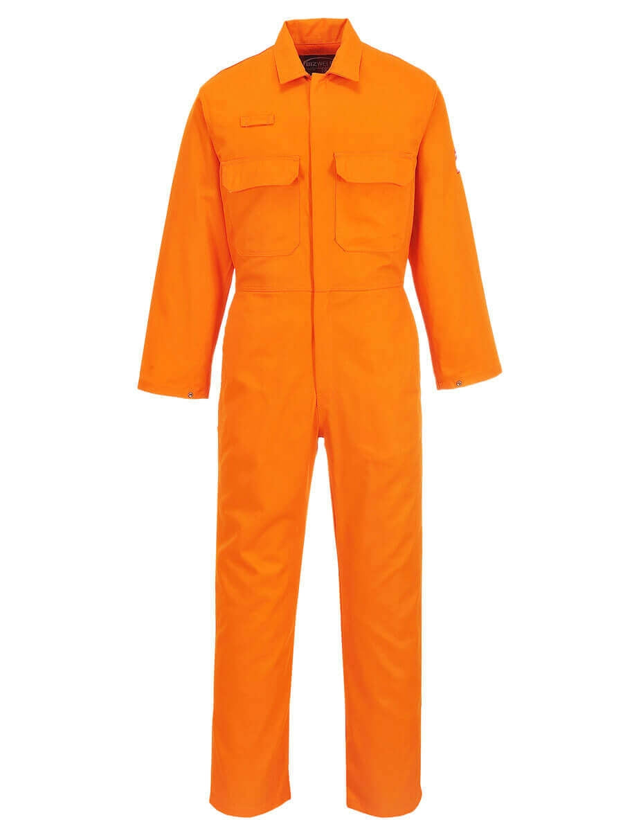 Flammhemmender Bizweld™ Overall in Orange, Knopfleiste, Brust- und Seitentaschen