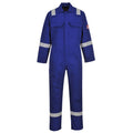 Blauer FR-Overall mit reflektierenden Streifen und Brusttaschen