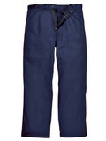 Dunkelblaue Schweißerhose mit geradem Bein und Knopfverschluss